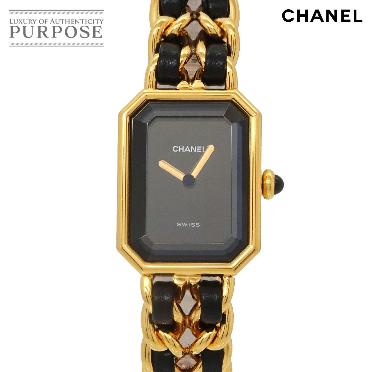 シャネル CHANEL プルミエール Mサイズ H0001 ヴィンテージ レディース 腕時計 ブラック ゴールド ウォッチ Premiere 90326384 108,900円