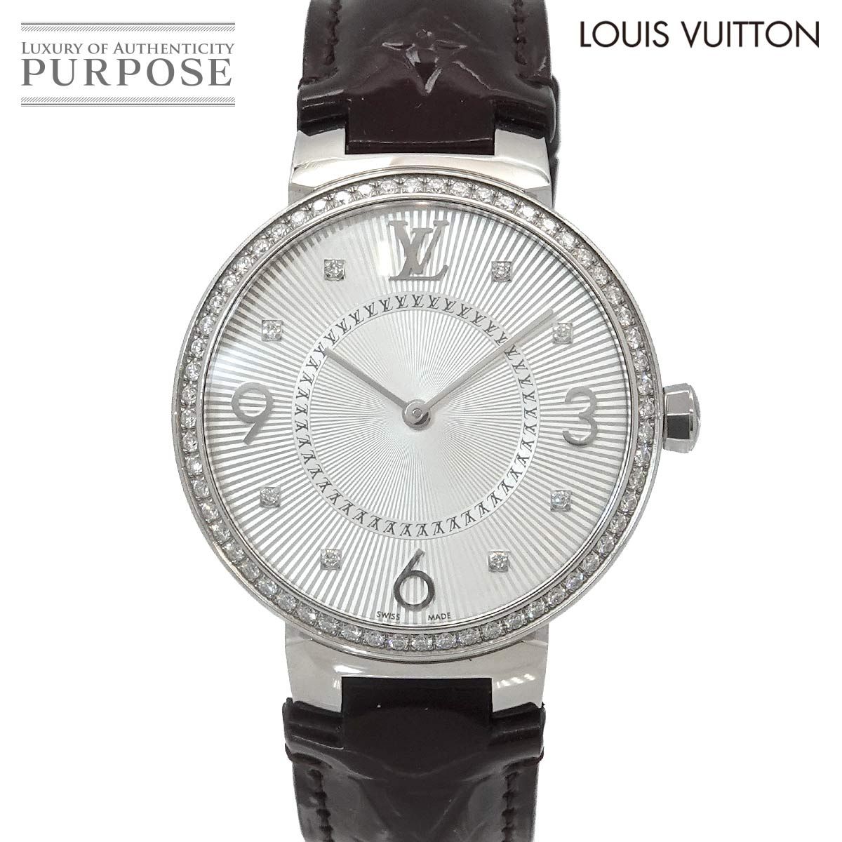 ルイ ヴィトン LOUIS VUITTON タンブール ダイヤベゼル Q13ML レディース 腕時計 8P ダイヤモンド シルバー クォーツ Tambour 90327769