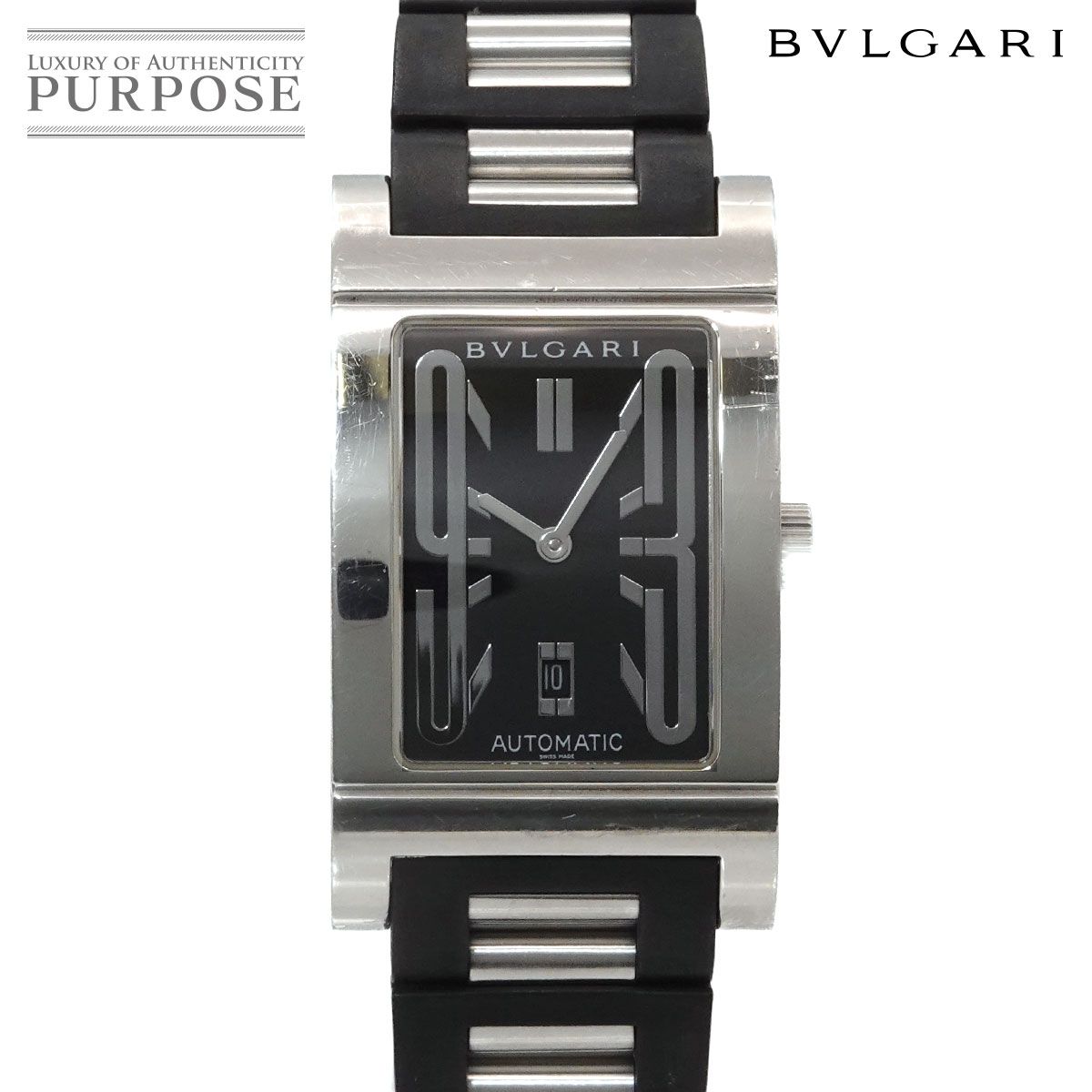 ブルガリ BVLGARI レッタンゴロ RT45S メンズ 腕時計 デイト ブラック オートマ 自動巻き ウォッチ Rettangolo 90328059