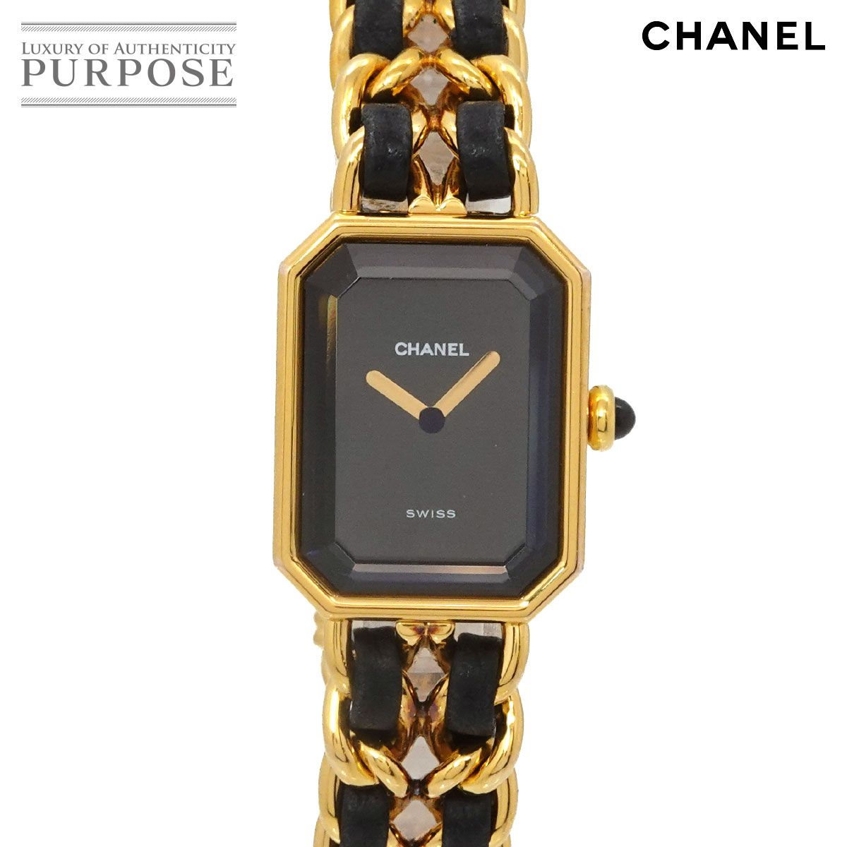 シャネル CHANEL プルミエール Lサイズ H0001 ヴィンテージ レディース 腕時計 ブラック ゴールド ウォッチ Premiere 90328098