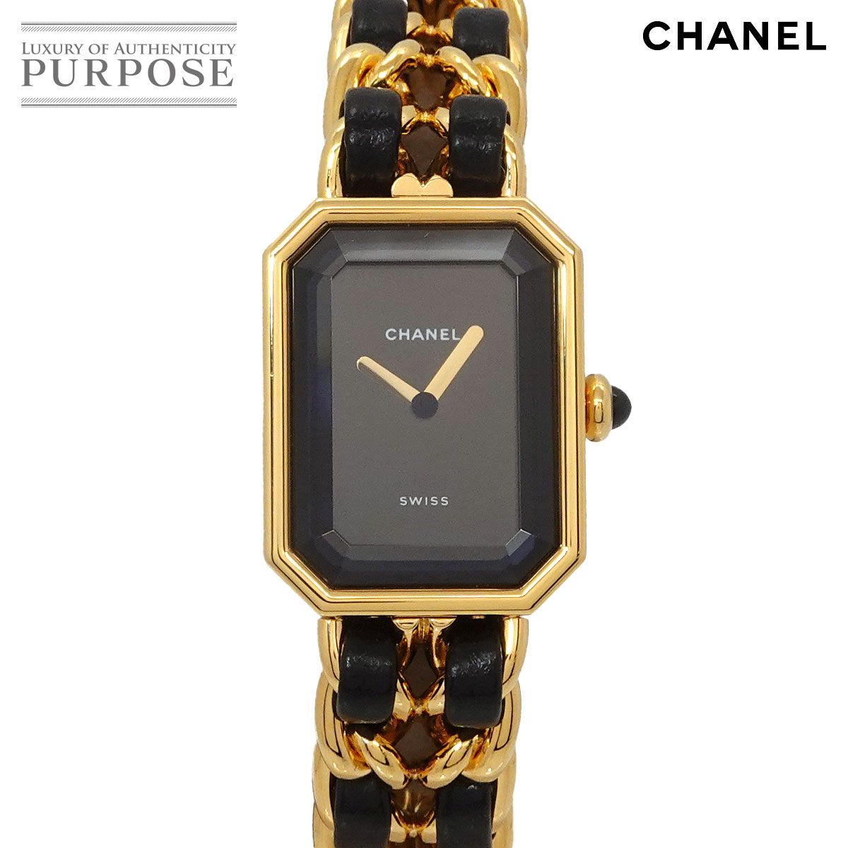 シャネル CHANEL プルミエール Sサイズ H0001 ヴィンテージ レディース 腕時計 ブラック ゴールド クォーツ Premiere 90328105