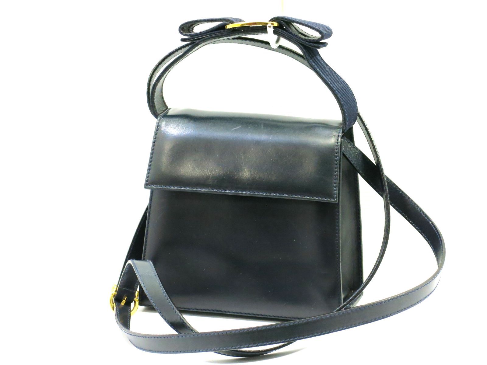 フェラガモ　バラ　ハンド＆ショルダーバッグ　ネイビー系　Salvatore Ferragamo　18715208