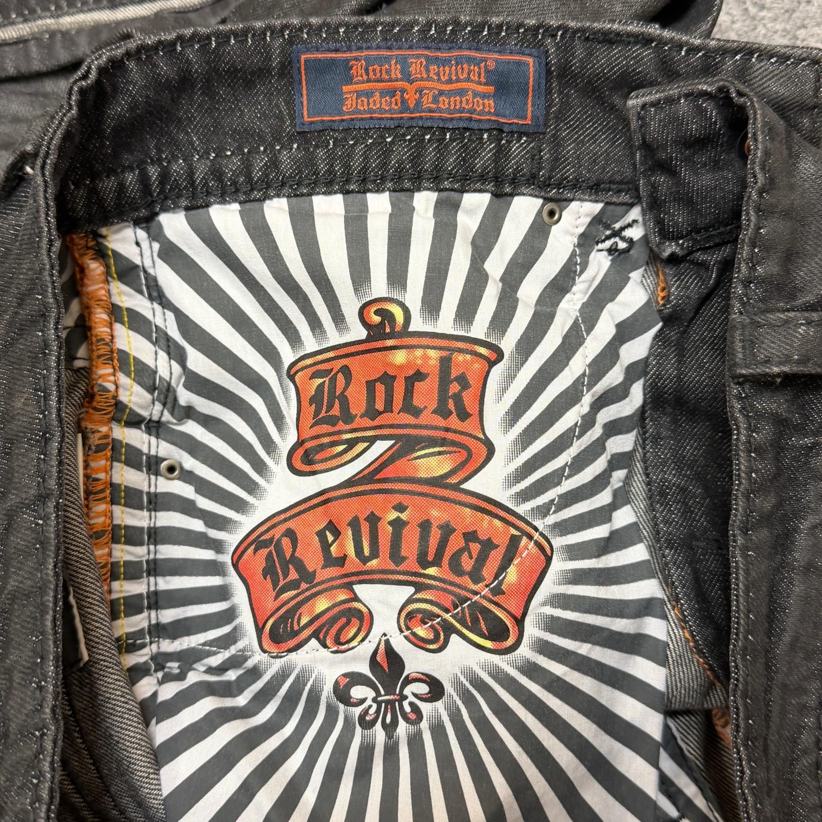 JADED LONDON Rock Revival Staple Wax Bootcut Jeans ロック