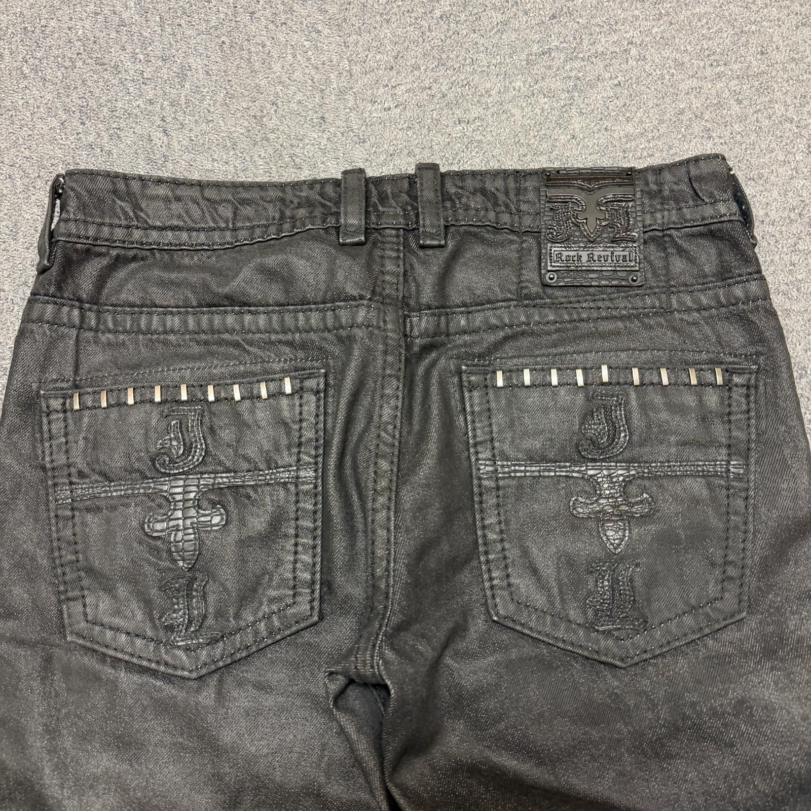JADED LONDON Rock Revival Staple Wax Bootcut Jeans ロック