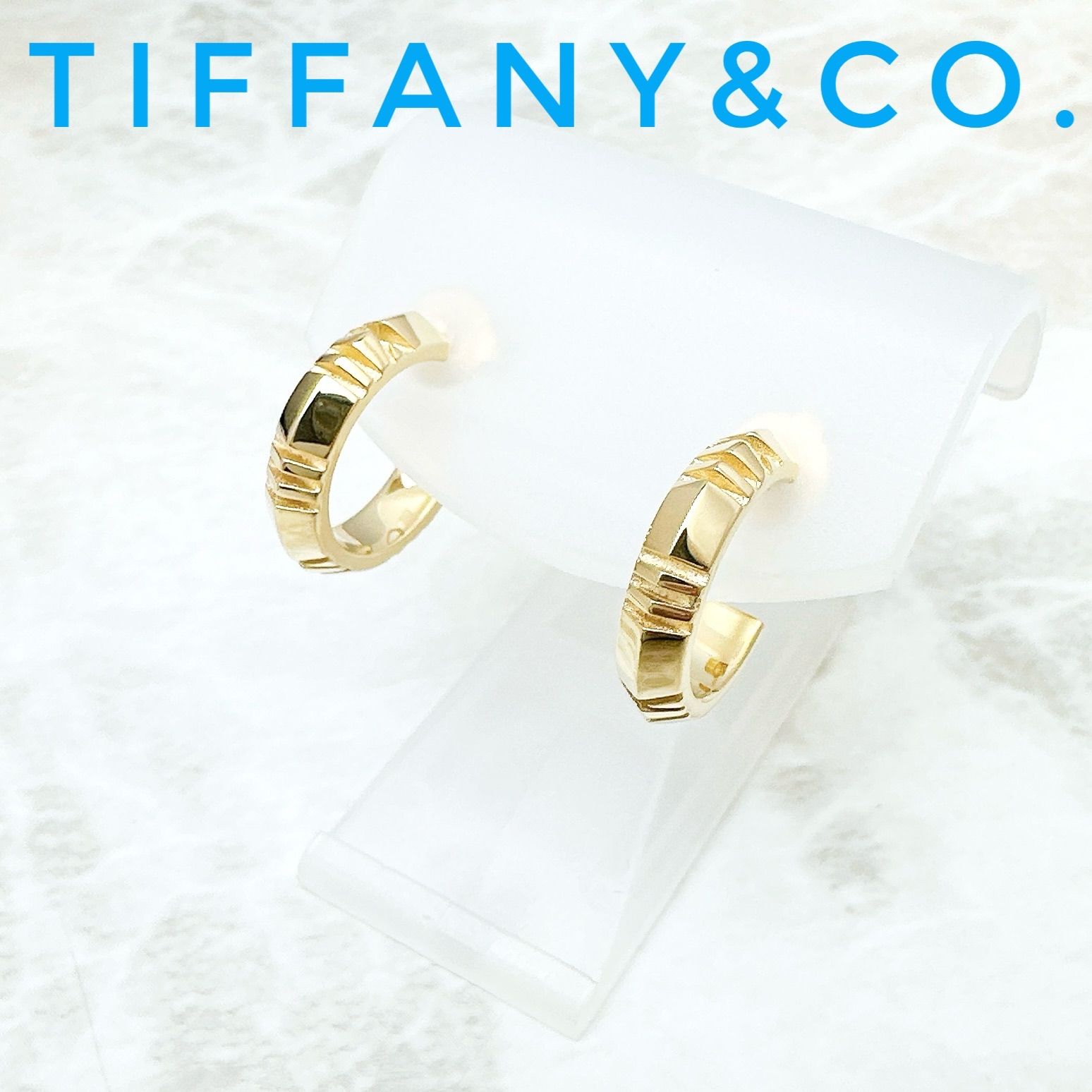美品 人気?Tiffany＆Co. アトラスフープ イエローゴールド ピアス U