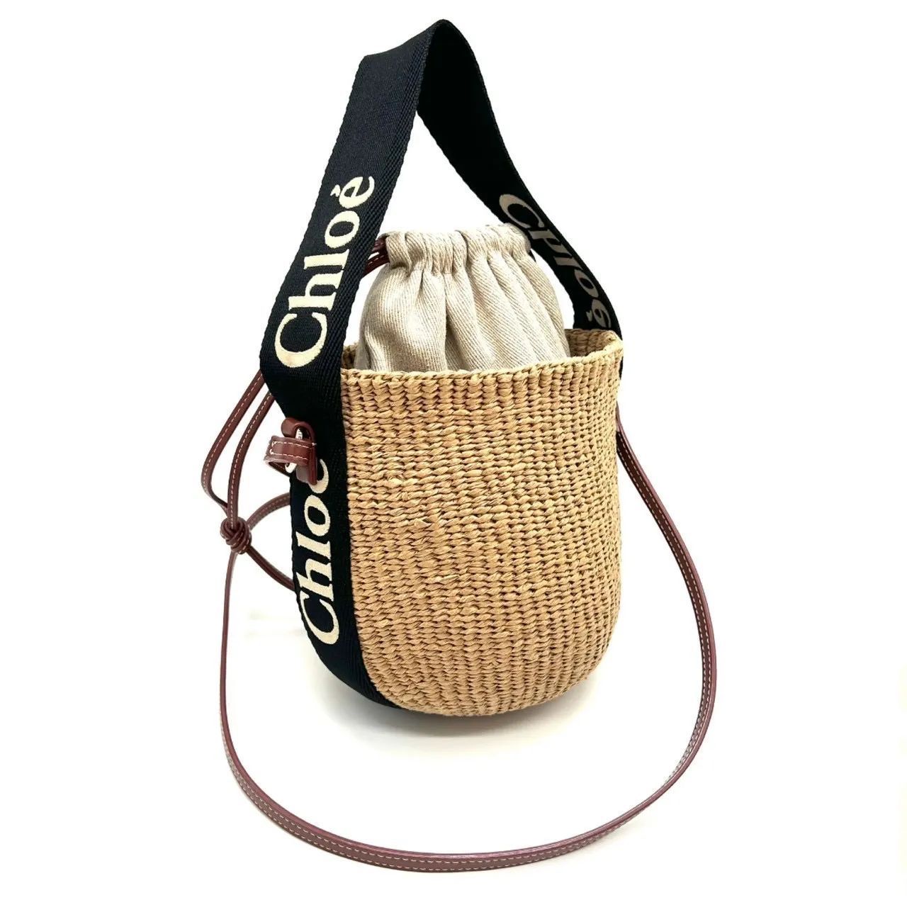 Chloe クロエ ウッディ スモール ミフコ ショルダーバッグ ラフィア 