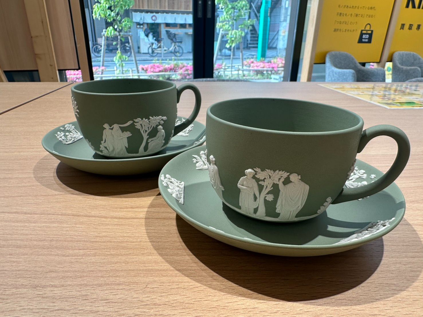 TN264805072　ウェッジウッド　ジャスパー　グリーン　カップ＆ソーサー　2客セット