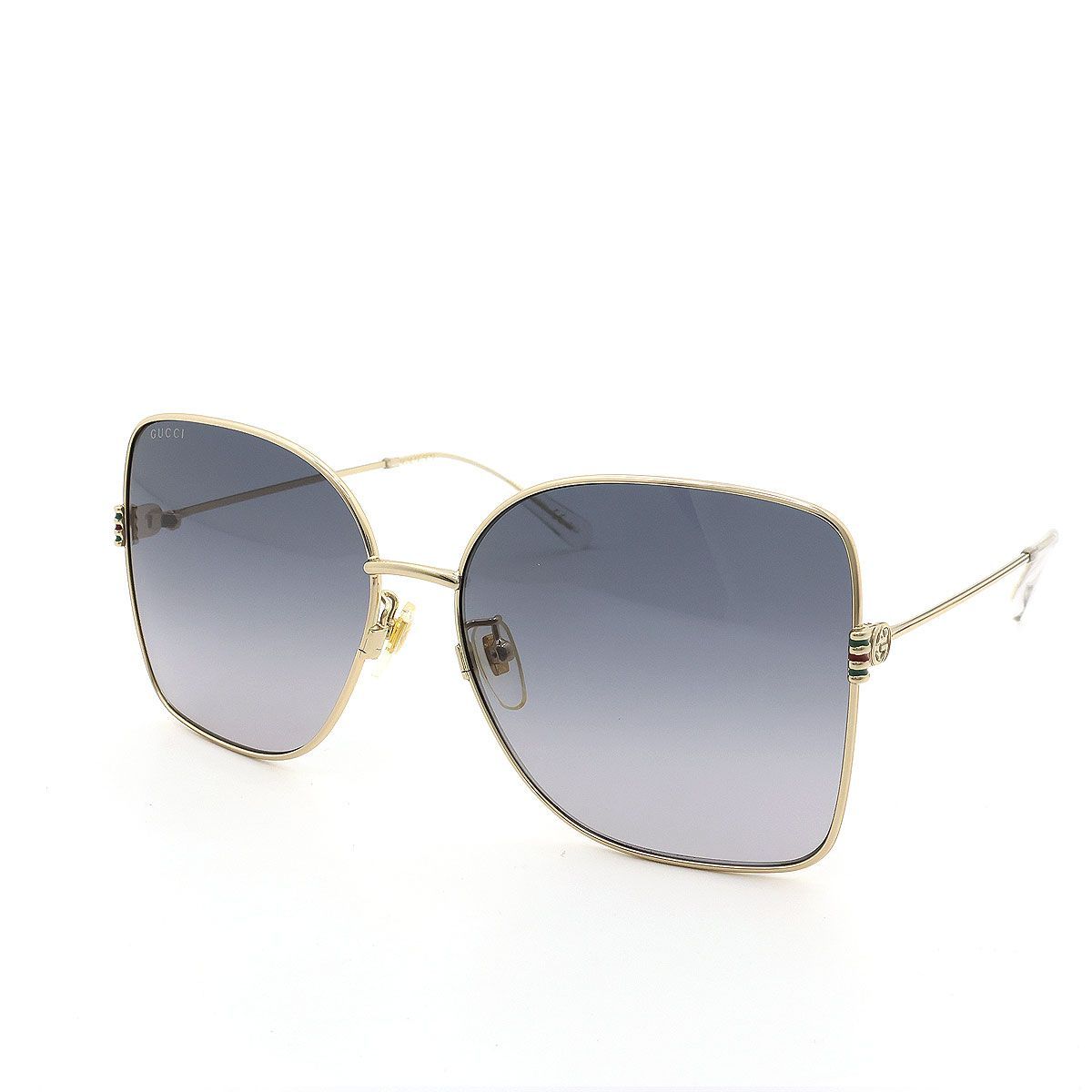 【 美品 】GUCCI グッチ サングラス ウェブストライプ GG1282SA 002 62□16 140 バタフライ型 メタルフレーム ゴールド アイウエア ユニセックス