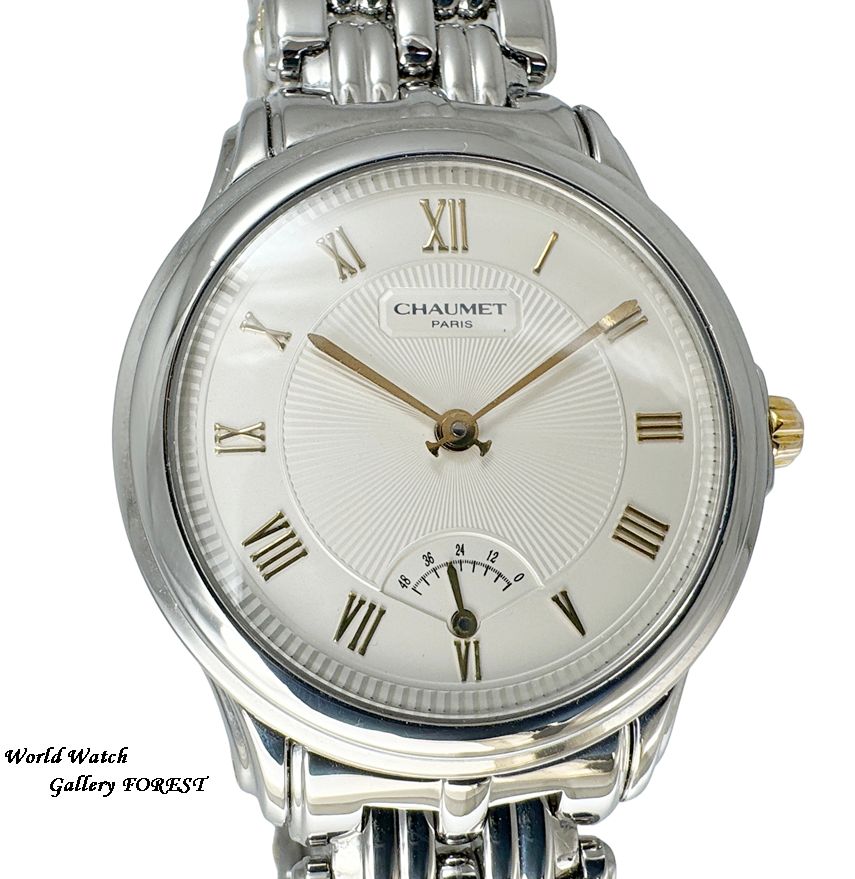 【ショーメ CHAUMET☆アクィラ 】パワーリザーブ 22A 407 中古 メンズ腕時計 自動巻き アイボリー文字盤☆AAランク☆