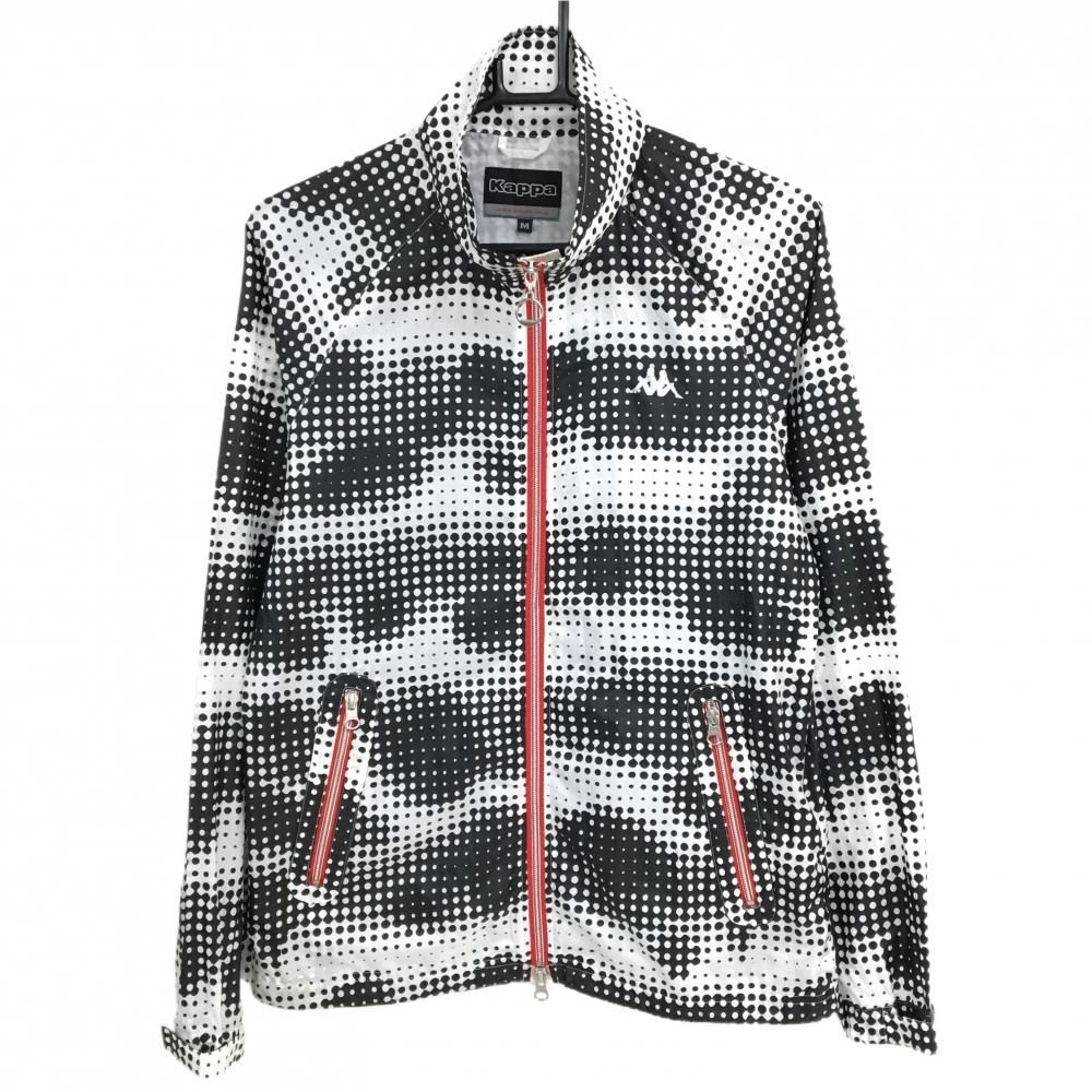 超美品】カッパ ジャケットブルゾン 白×黒 ドット調総柄 薄手 ロゴ