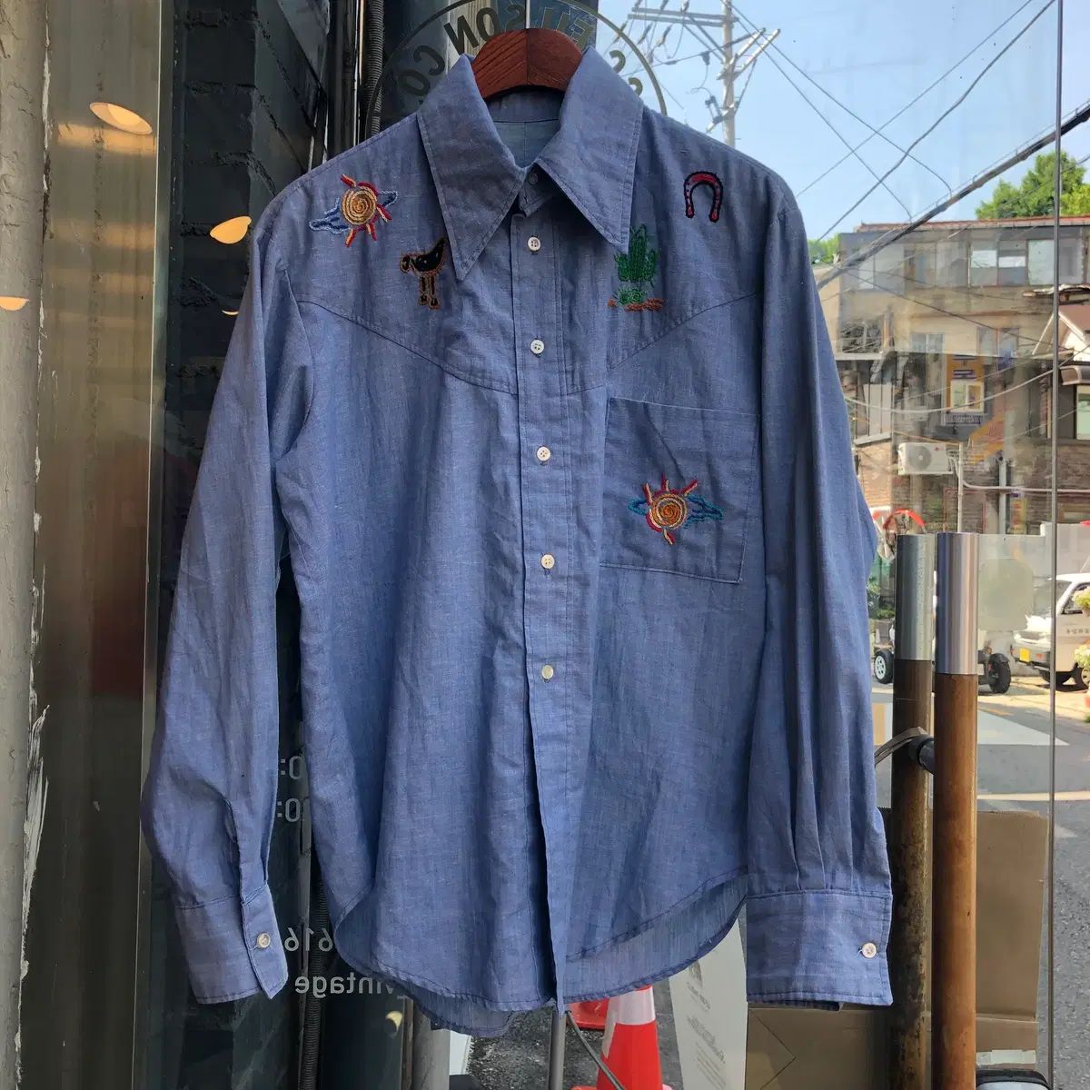 70年代ヴィンテージシャンブレーシャツ-M