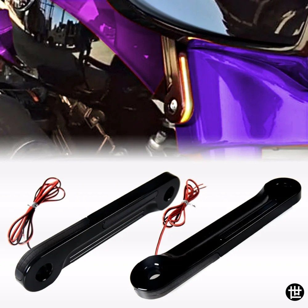 ハーレーツーリング エレクトラ ストリートグライド FLH/T FLHX FLHR 96-13 用フロント LED フラッシュフォークウィンカーブラケット