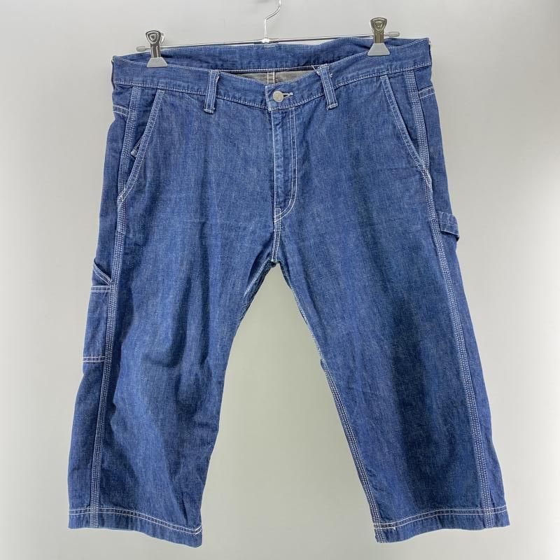 【中古】桃太郎ジーンズ 出陣 リフレクター ダブルヒップ クロップドワークパンツ インディゴ サイズW36[24]