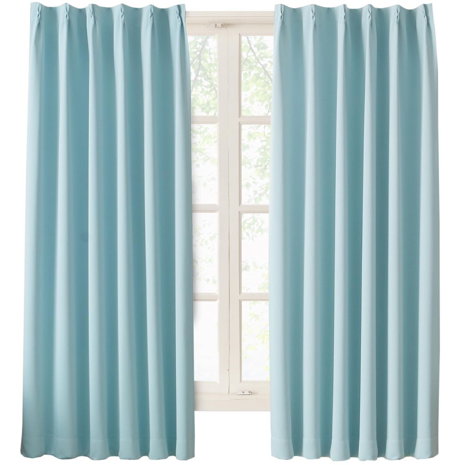 新品 Hansleep カーテン 1級遮光 幅150cm×丈200cm スカイブルー 2枚組 断熱 防寒 防音 省エネ 厚手 無地 おしゃれ 洗える 寝室 リビング用 (スカイブルー 幅150cm×丈200cm)