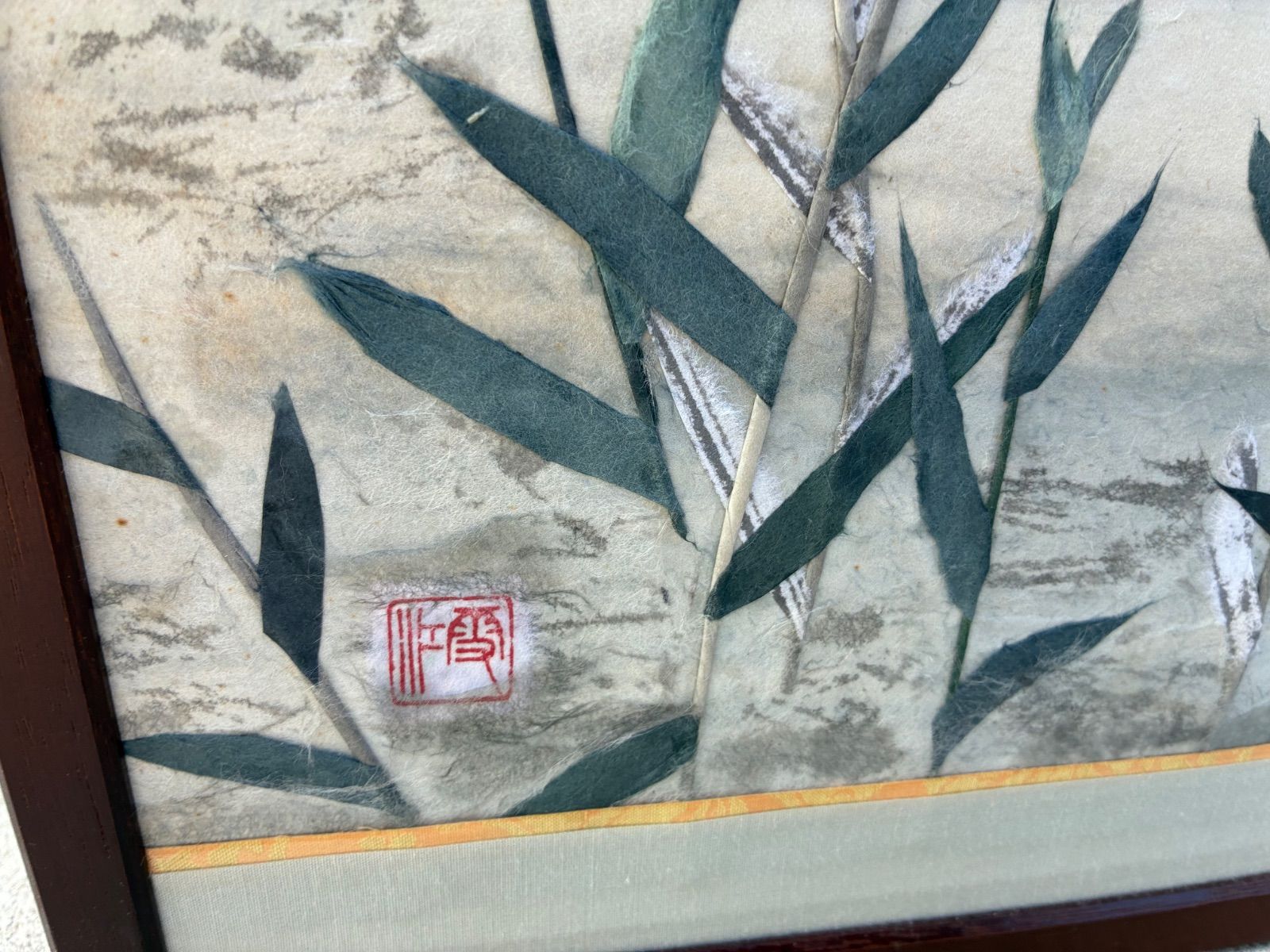 伝統工芸 ちぎり絵 二曲屏風「鮎」 希少 衝立 茶道具