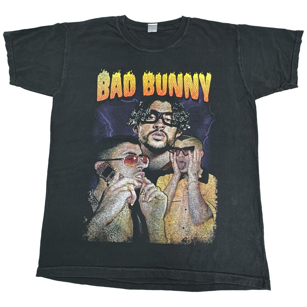 BAD BUNNY バッドバニー 半袖Ｔシャツ ミュージシャン ブラック(メンズ M相当)中古 古着 Y1737