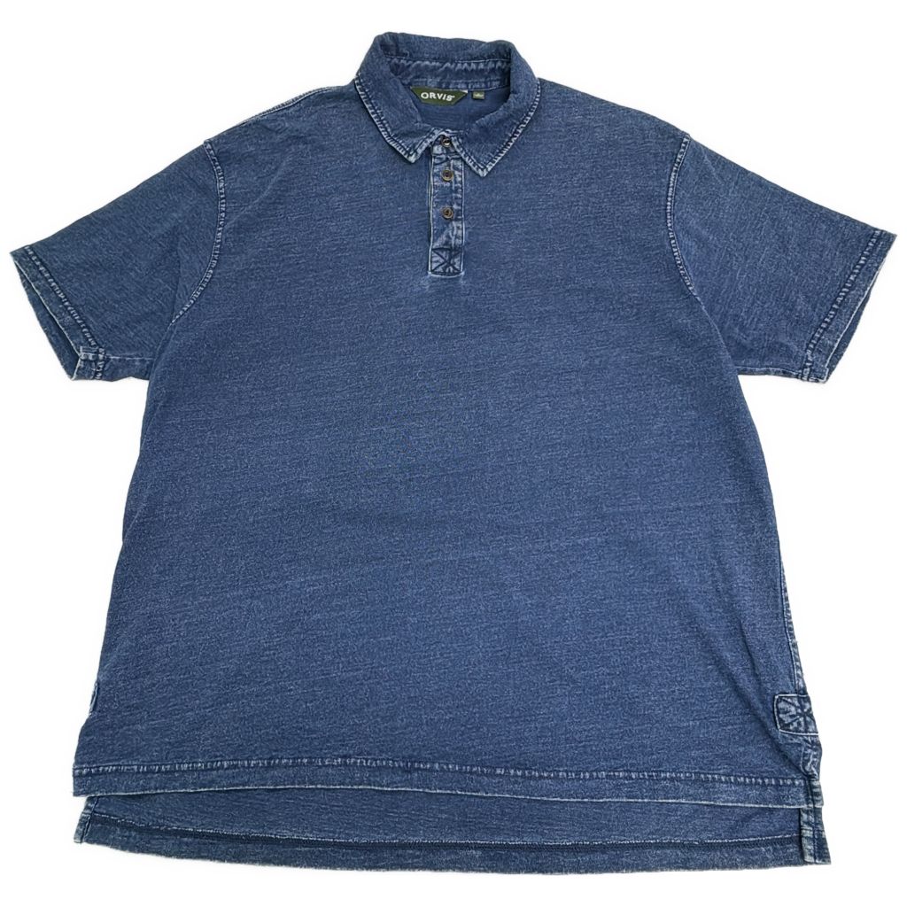 ORVIS オービス 藍染 ポロシャツ アウトドア インディゴブルー(メンズ XL)中古 古着 Y1739