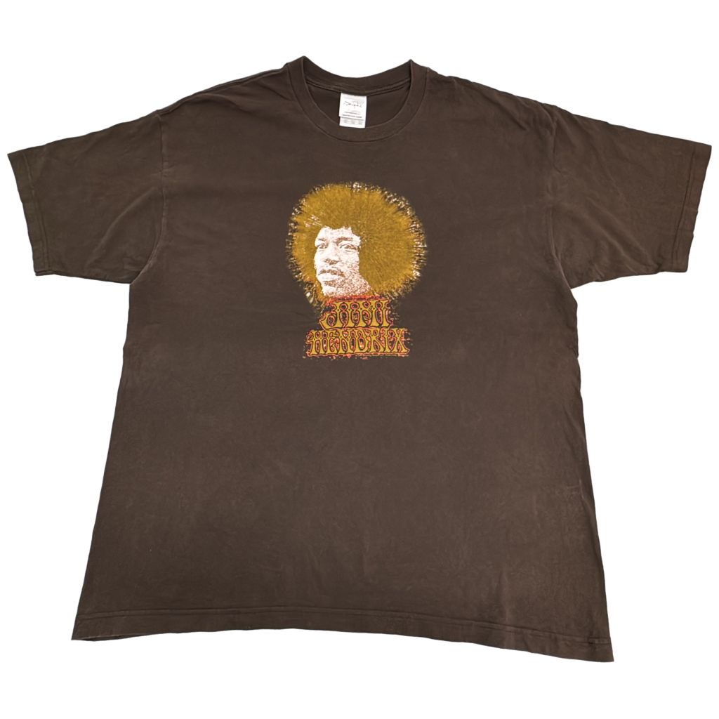 00年代 Jimi Hendrix ジミ・ヘンドリックス 半袖Ｔシャツ 大きいサイズ ミュージシャン ブラウン(メンズ 2XL)中古 古着 Y1745