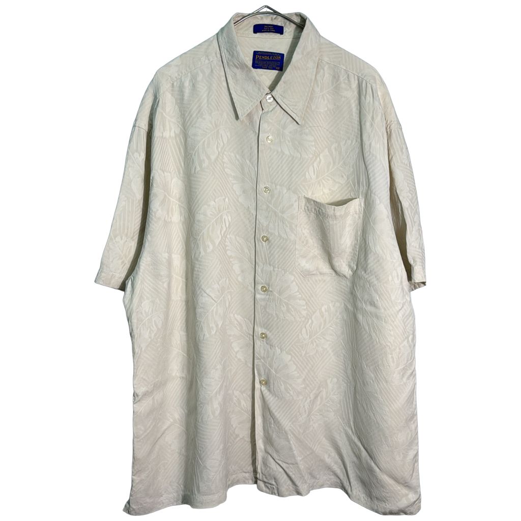 PENDLETON ペンドルトン ジャガード シルクシャツ アイボリー(メンズ XL)中古 古着 Y1763