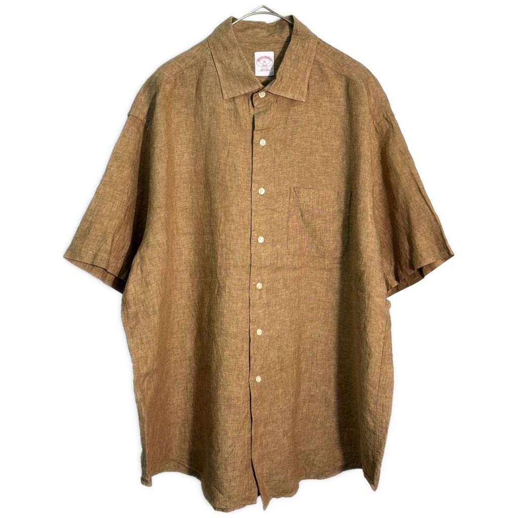 Brooks Brothers ブルックスブラザーズ リネンシャツ ブラウン(メンズ XL)中古 古着 Y1764