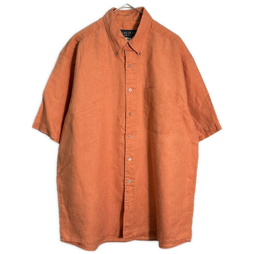 Oldschool Clothing Company ボタンダウン リネンシャツ オレンジ(メンズ L)中古 古着 Y1774