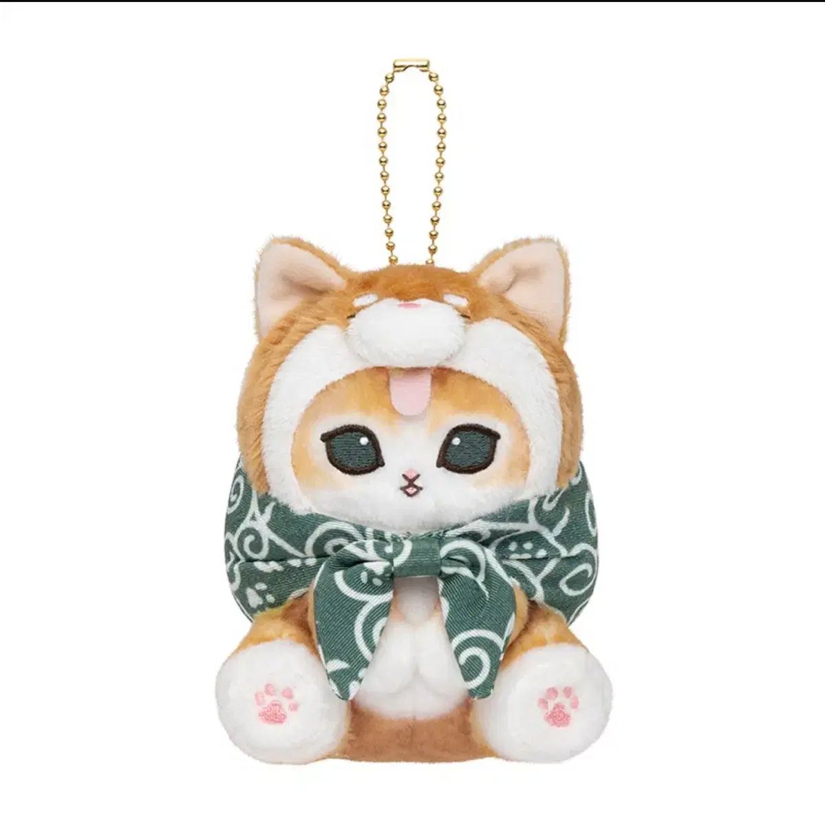 日本 mofusand 猫 ぬいぐるみ キーホルダー 緑色 リボン