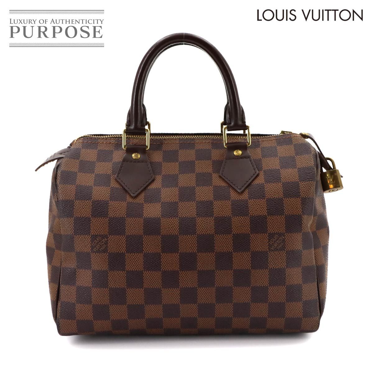 美品 ルイ ヴィトン LOUIS VUITTON ダミエ スピーディ 25 ハンド バッグ エベヌ ブラウン N41532 ゴールド 金具 Speedy 25 90322561