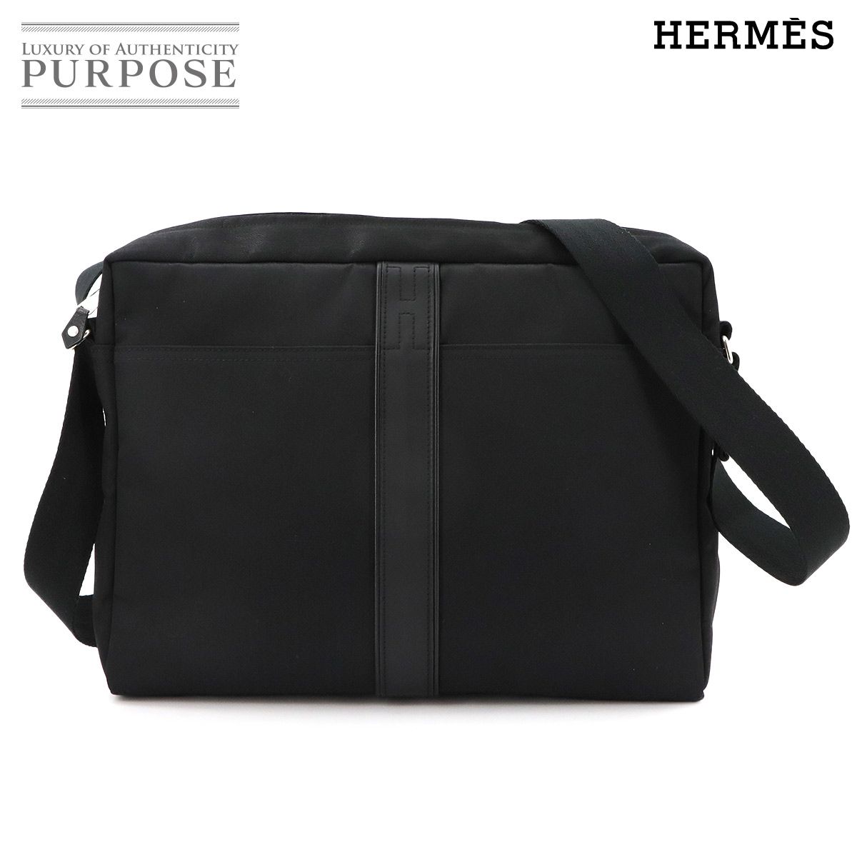 新品同様 エルメス HERMES アカプルコ バサス MM ショルダー バッグ トワルシェブロン レザー ブラック Acapulco Basas MM 90322990