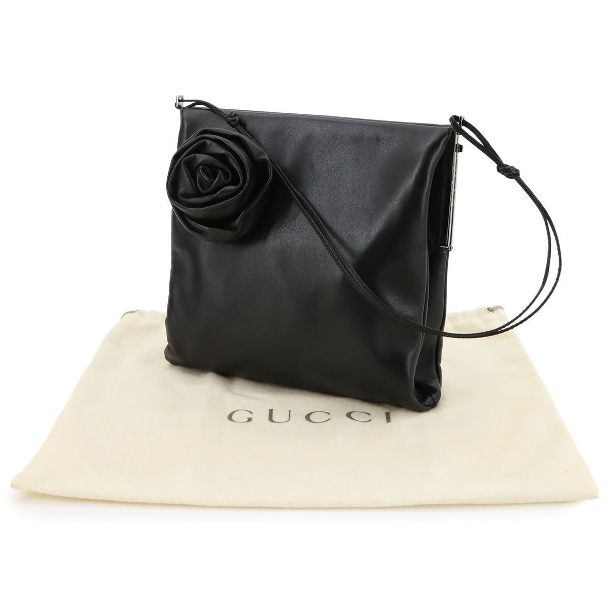 美品 グッチ GUCCI ワンショルダー バッグ レザー ブラック 005 0780 