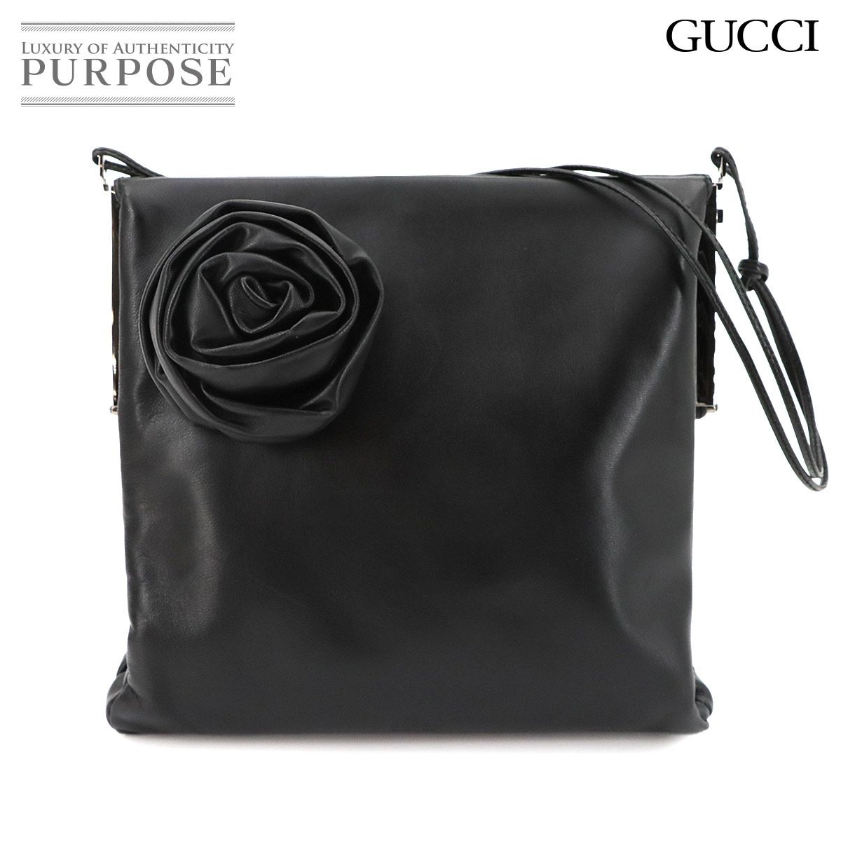 美品 グッチ GUCCI ワンショルダー バッグ レザー ブラック 005 0780 