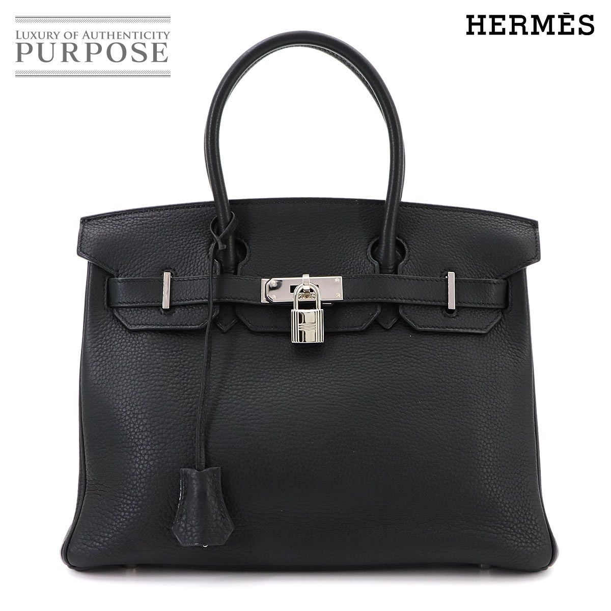 新品同様 エルメス HERMES バーキン30 トゴ ブラック ハンド バッグ □K刻印 シルバー 金具 Birkin 90327155