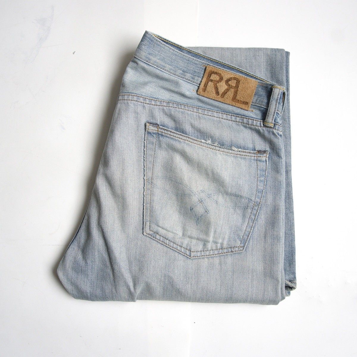 【美品】RRL【HILL TOP WASH LOW-STRAIGHT JEANS】【アメリカ製】34×32 ローストレート デニムパンツ 26050584