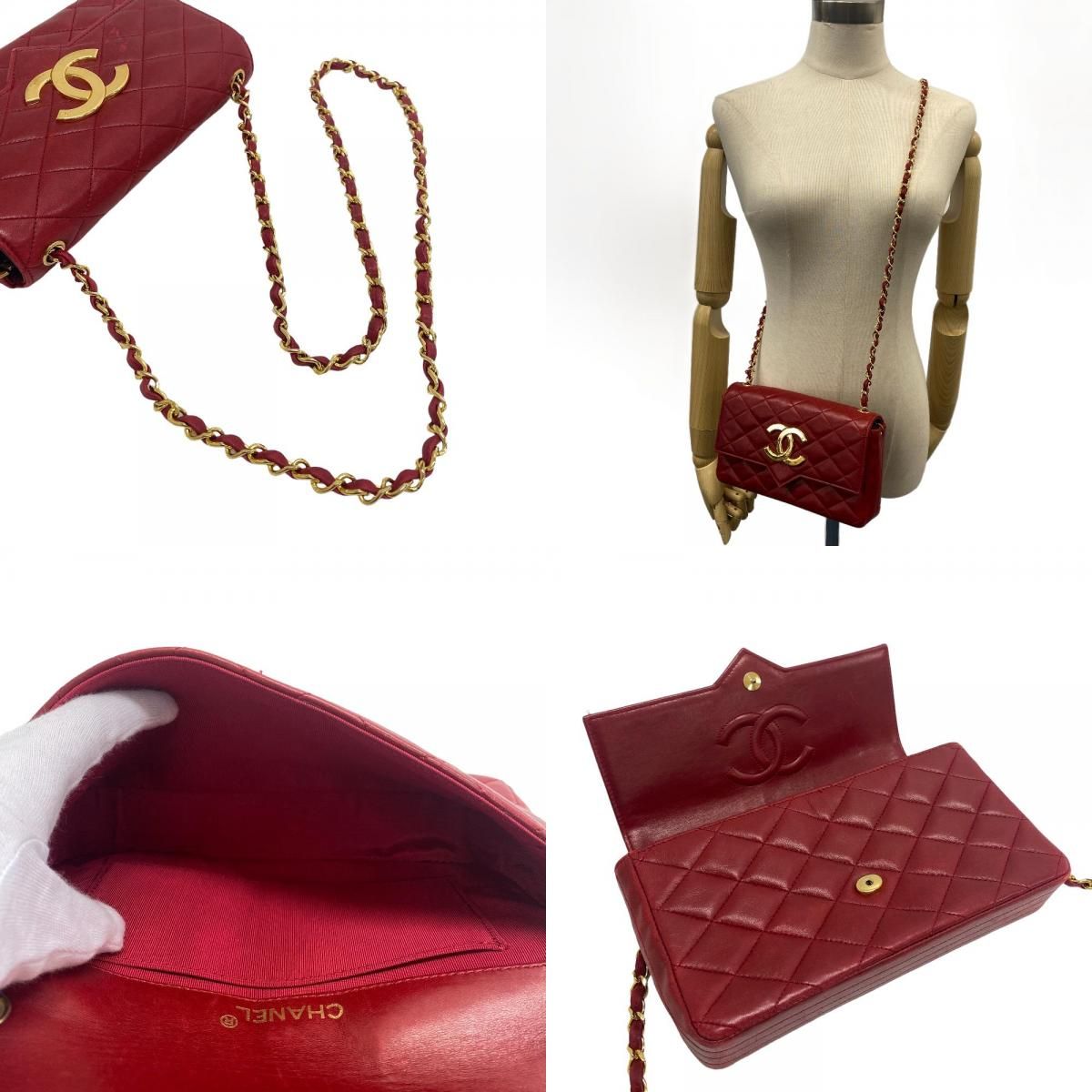 CHANEL/シャネル シングルフラップ ダブルチェーン マトラッセ ココ 