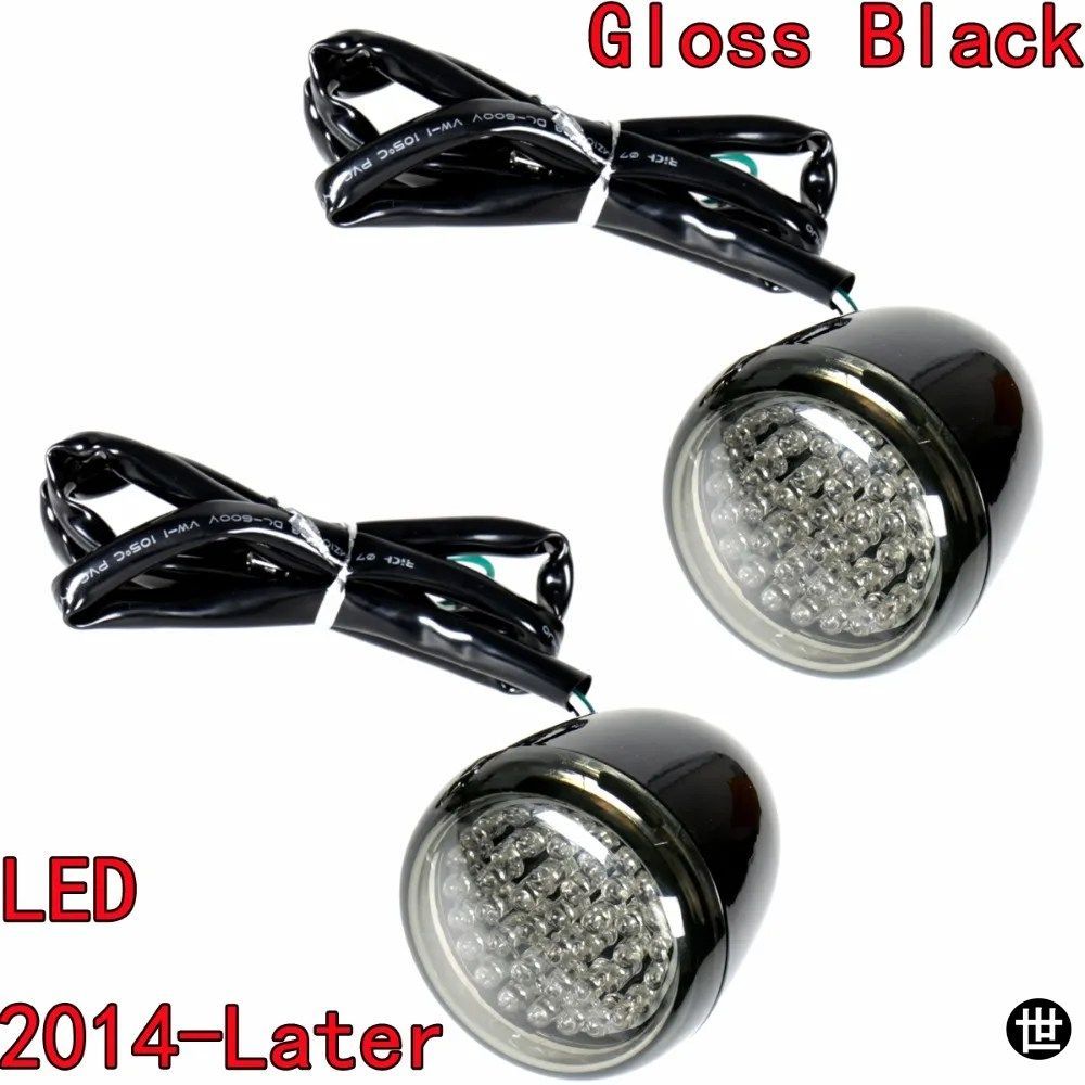 のデュース/ブレット型フロントLEDウインカースモークレンズハーレーダビッドソン ストリートグライド FLHX 2014-2022年モデル用