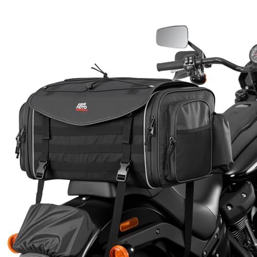 ☆新品☆KEMIMOTO シートバッグ 拡張機能あり 35-45L ツーリングバッグ レインカバー付き バイク リアバッグ 変形しにくい 荷物固定ベルト付き バッグ上部積載可能 バイク用品 汎用性 防水Ninja400/カブ/ZX-25R/C 495096fe