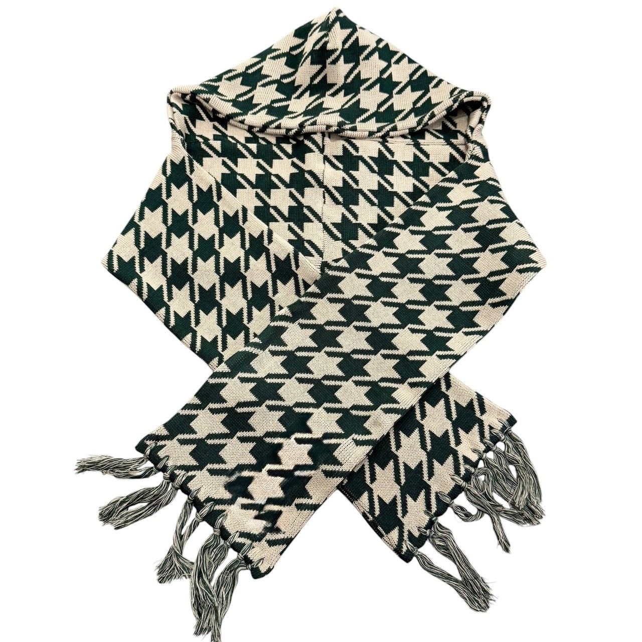 BOTT ボット 24AW HOUNDSTOOTH HOODED SCARF ハウンドトゥースフーデットスカーフ マフラー F ナチュラル 15426