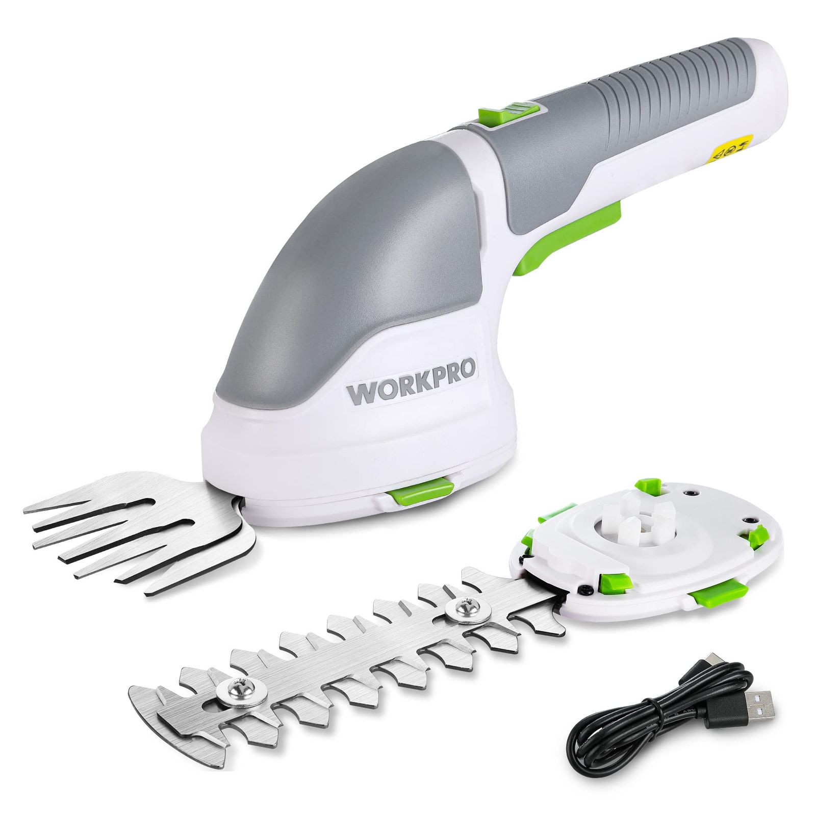 [安全ボタン進化]WORKPRO 芝生バリカン ガーデンバリカン 生垣バリカン 芝刈り機 一台二役 コードレス 3.6V充電式 Type-C充電ポート 二重安全ロック ブレード2枚付 バリカン刈幅75mm トリマー刈幅120mm 最大開口7. d25c793c