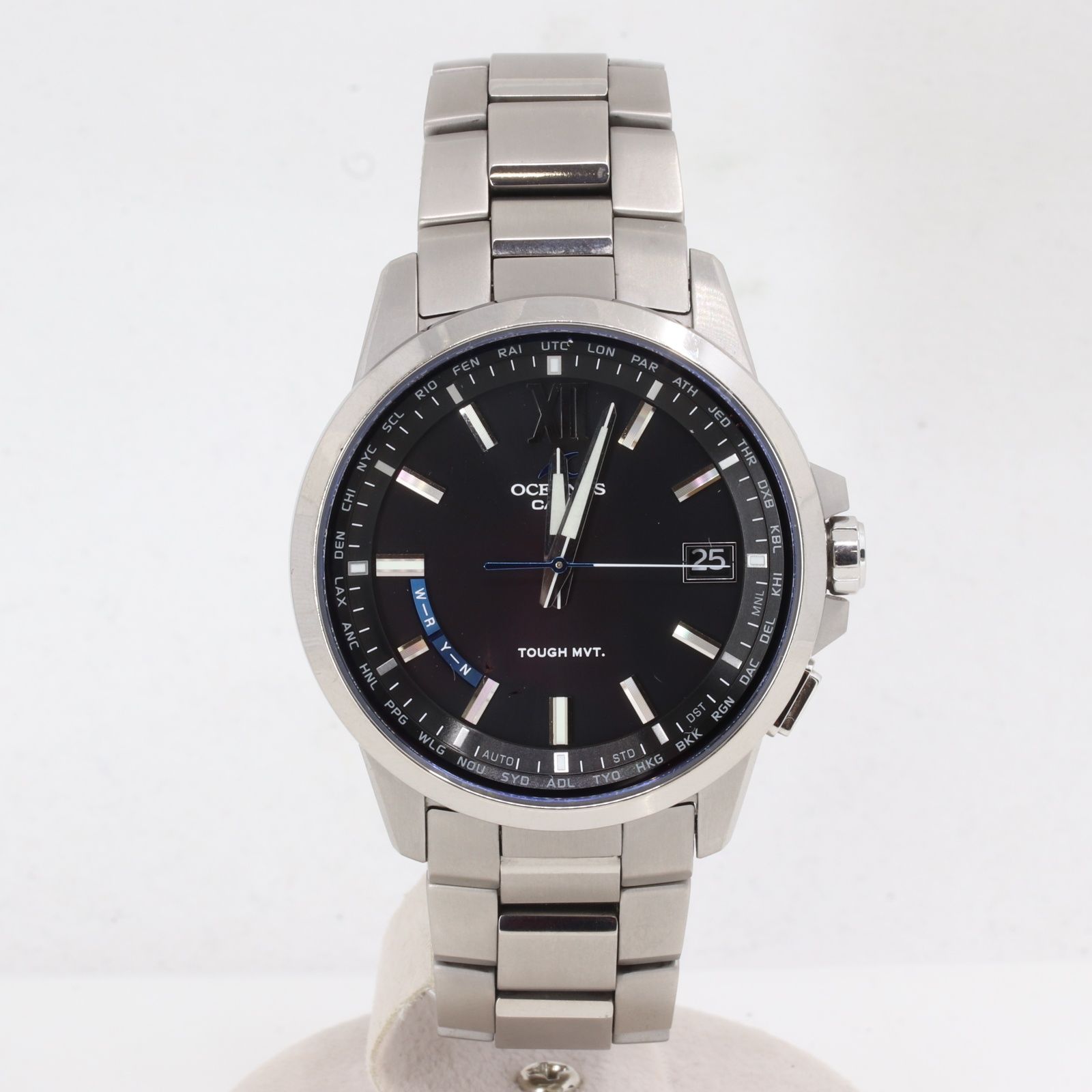 ITJ0YD93X4B2 CASIO カシオ オシアナス 腕時計 OCW-T150-1AJF チタン ソーラー電波 黒文字盤 メンズ シルバー