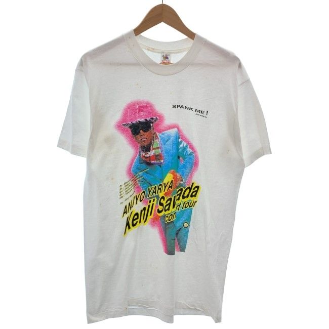 【中古】 FRUIT OF THE LOOM 沢田研二 Tシャツ 90s vintage 90年代 OLD 半袖 トップス クルーネック あんじょうやりや ツアーT プリント USA製 古着 /1107