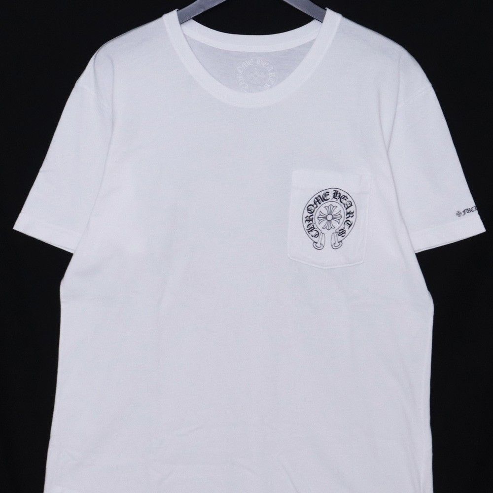 Chrome Hearts 半袖　ホースシューポケット　Tシャツ　ホワイト CHROME HEARTS ホースシューロゴプリントポケットTシャツ Lサイズ