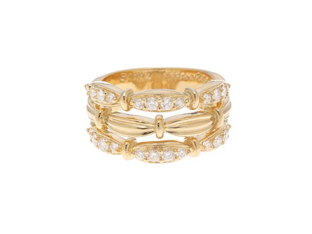 TIFFANY&Co. ティファニー ジュエリー デザインR/YG/D/9.0g/#12 貴金属･宝石 リング・指輪 K18イエローゴールド K18YG/ダイヤモンド 12号 イエローゴールド 750刻印 レディース【中古】(431)