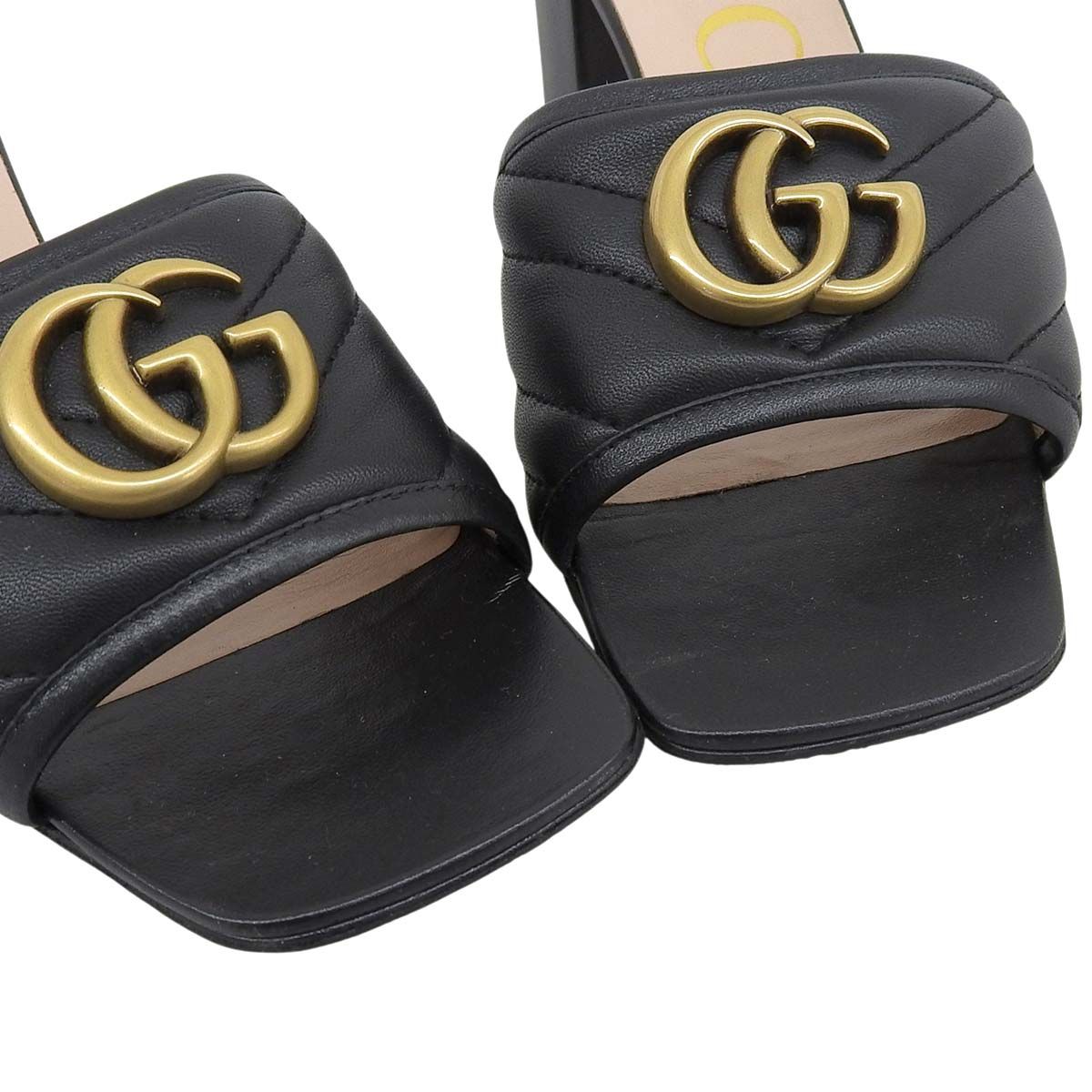 グッチ GUCCI ダブルGマーモント サンダル ミュール レザー ゴールド