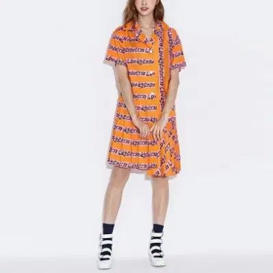 LUCKY CHOUETTE ラッキーシュエトゥ レタリング 半袖 ONE PIECE ワンピース W-ONE PIECE-302