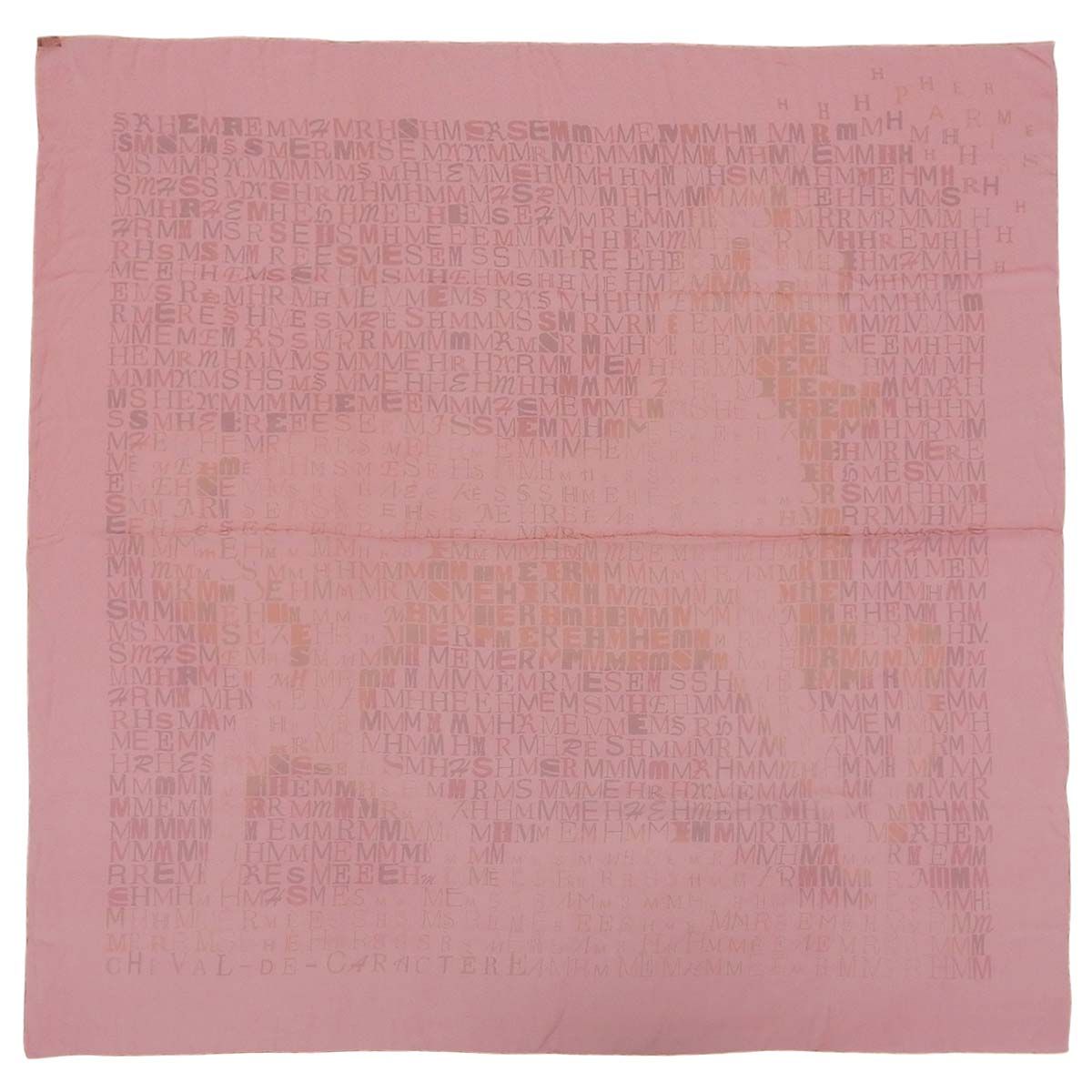 エルメス HERMESＨ柄大判ストール 春色　カシミヤ シルク サーモンピンク エルメス HERMES 文字柄 シフォン ストール シルク ピンク レディース