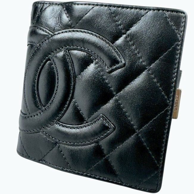 CHANEL シャネル カンボンライン 二つ折り財布 がま口 美品】CHANEL シャネル カンボンライン コンパクト がま口 二つ折り