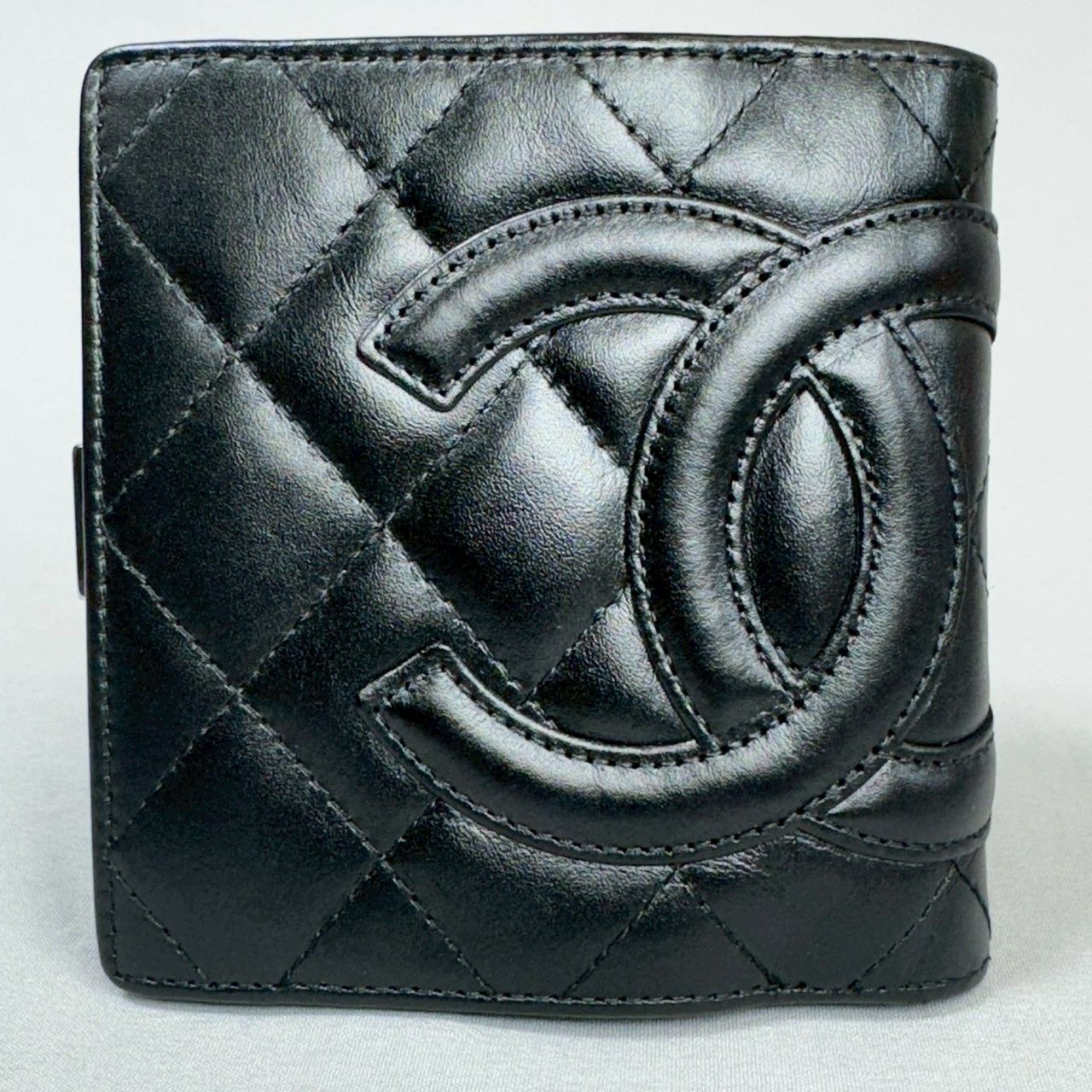 シャネル カンボンライン がま口 コンパクト 美品CHANEL 二つ折り ココ