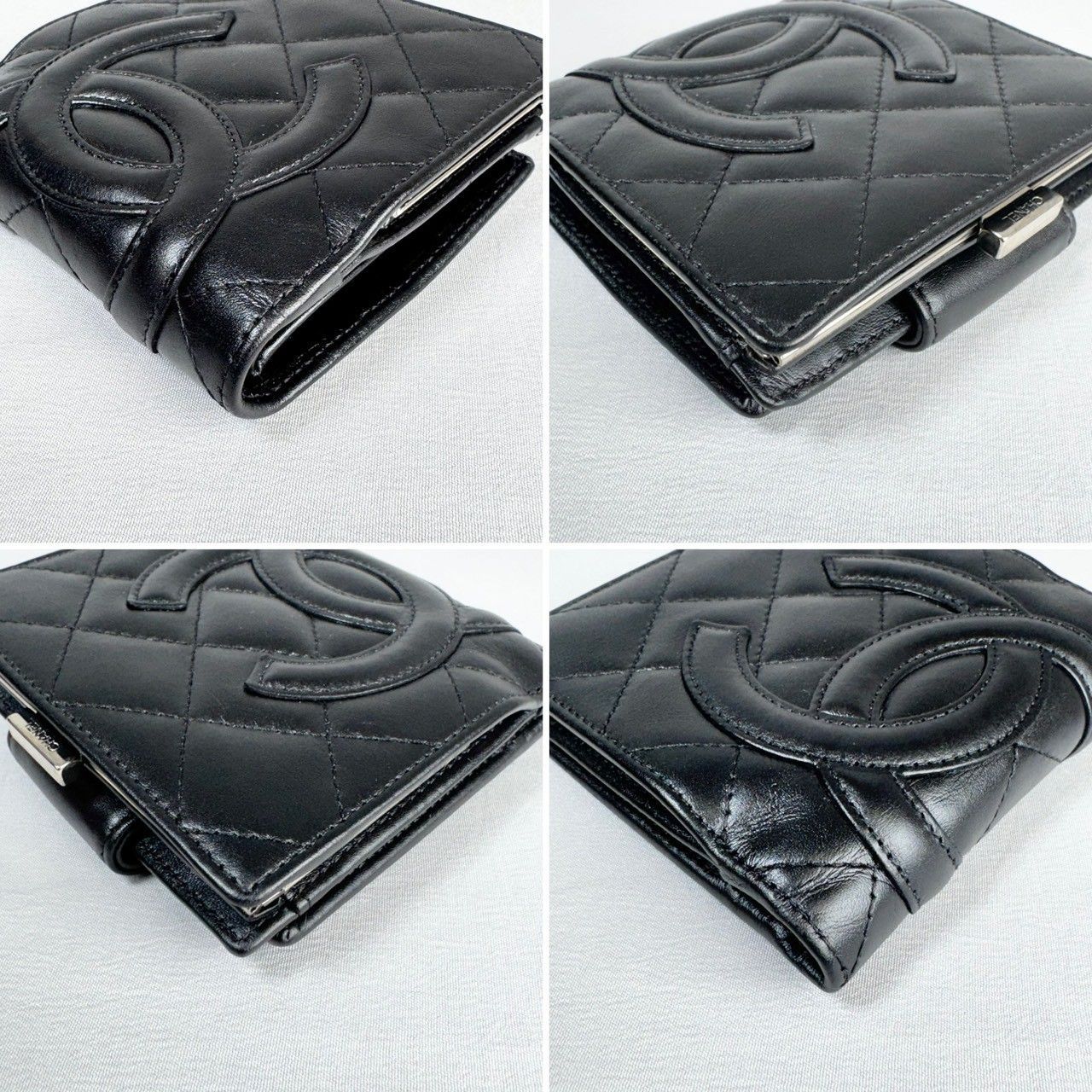 美品】CHANEL シャネル カンボンライン コンパクト がま口 二つ折り 