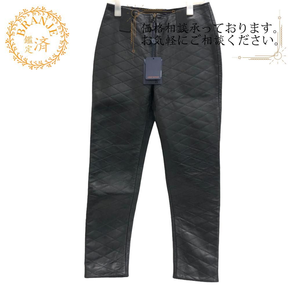 LOUIS VUITTON/ルイヴィトン ビトン 1AFFU7 マレタージュ 24SS 38 レザー パンツ ブラック レディース ブランド