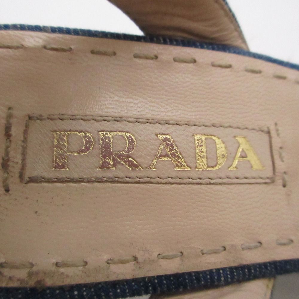 PRADA プラダ サンダル デニム ウェッジソール プラットフォーム 厚底