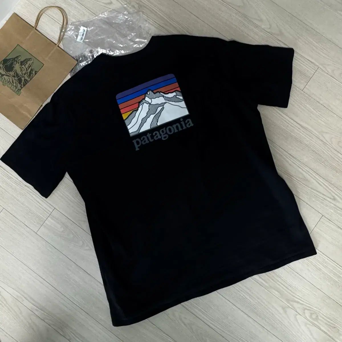 パタゴニア LINEロゴ 半袖Tシャツ ブラック XXL
